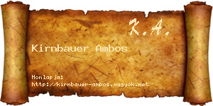 Kirnbauer Ambos névjegykártya